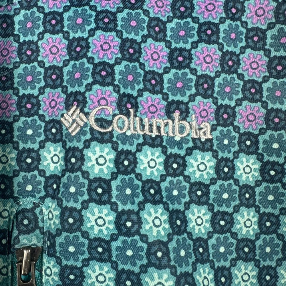 Columbia Omni-Heat Outgrown Sleeves‎ Winter Jacket Kids Medium Teal Floral Coat
